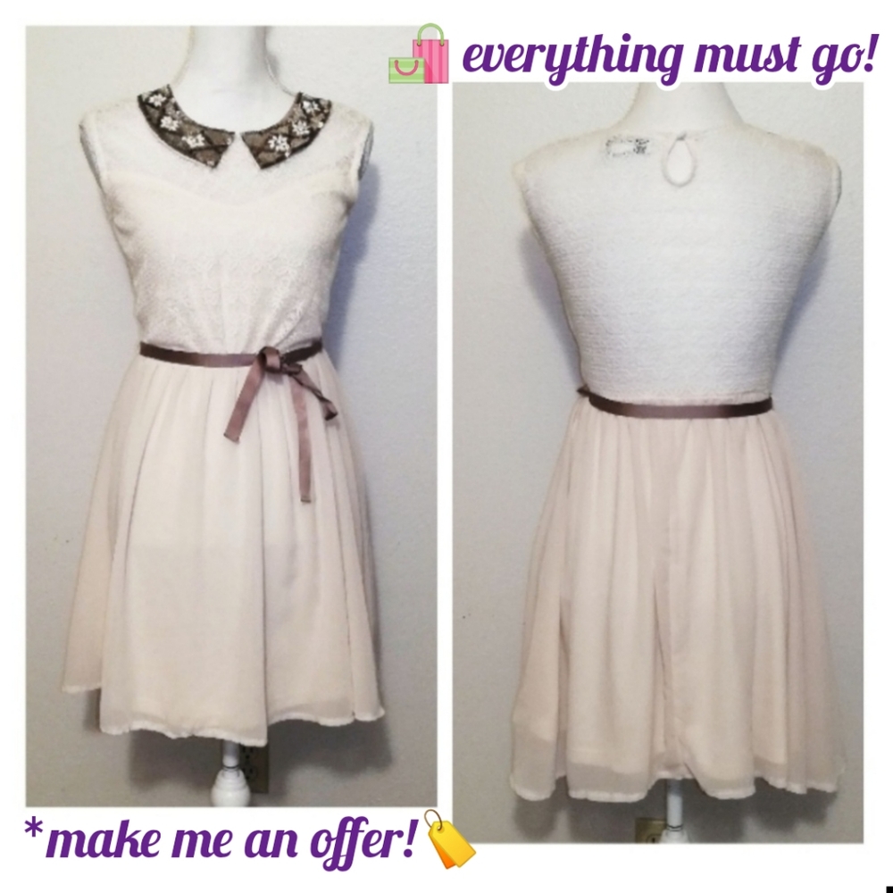 💖Sleeveless Dress w Lace, Chiffon, Sequins